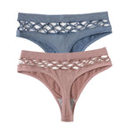 2Pcs/Set Seamless Thongs Panties Women High Rise Underwear Sexy Lingerie Bottoms Female Underpants Hollow G-String Pantys M-L