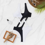S - XL Splicing V Neck High Leg Cut Women Swimwear One Piece Swimsuit Female Monokini Padded Bather Bathing Suit Swim V5095SW