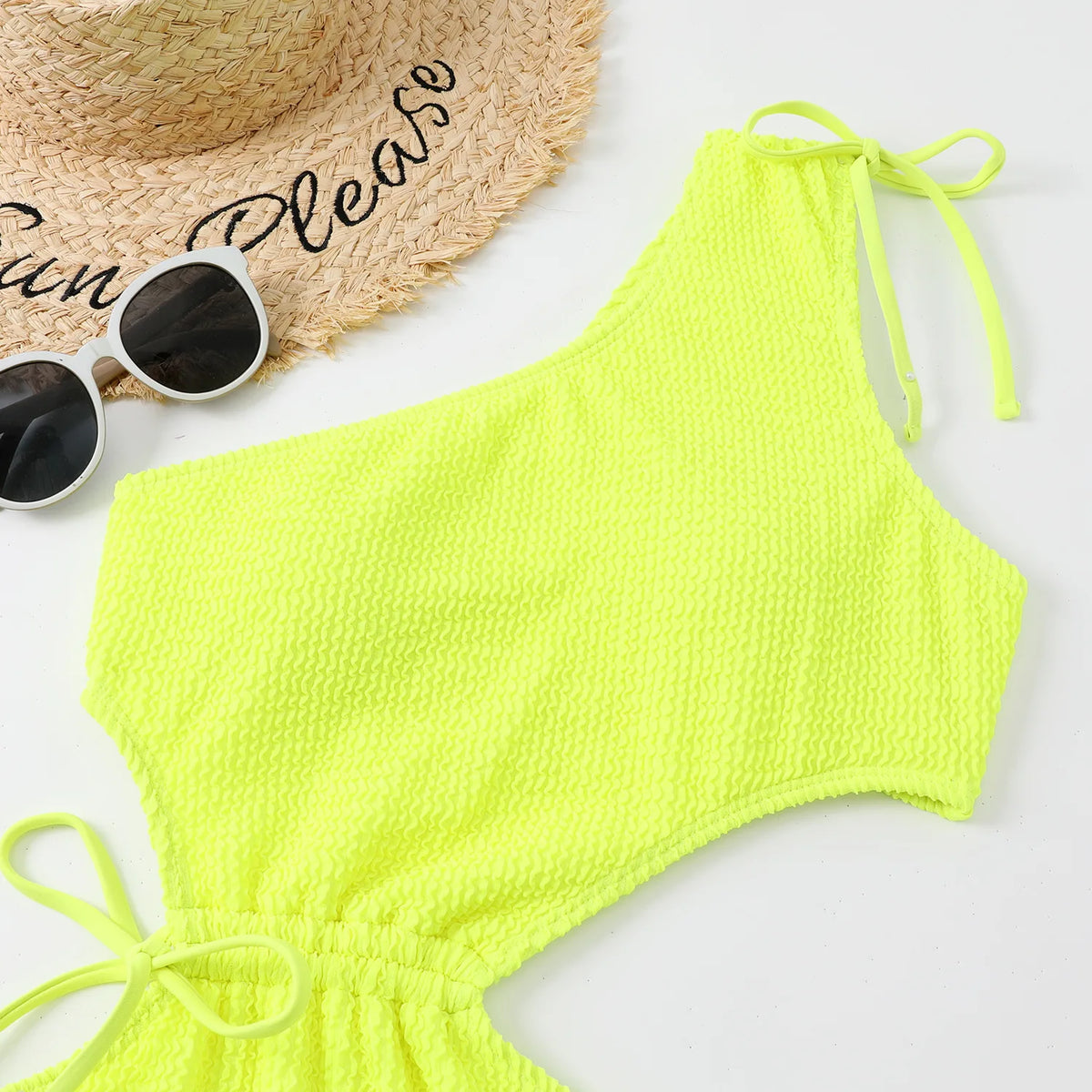 One Shoulder Women's Swimsuit One Piece Cut Out Sexy Swimwear Women 2022 Textured Monokini Solid Bathing Suit Beach Wear Purple