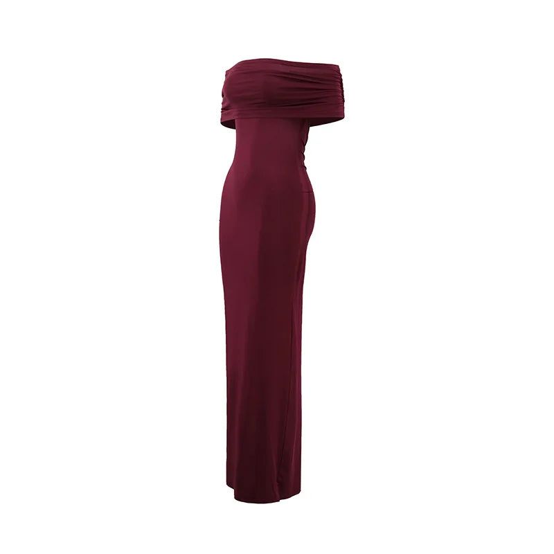 Temperament Slim Strapless Long Dress Women Solid Color Sexy Off-shoulder Backless Package Hip Sleeveless Club Party Dresses