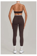Women's Seamless Yoga Sets Sports Fitness Sleeveless Vest Hip-lifting Slim Fit Pants Suits Workout Gym Training Running Sets
