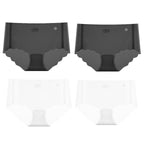 4Pcs/Set Women Low Rise Ice Silk Brief Underwear Sheer Cooling Panties Scalloped Edge Low Waist Daily Underpants Intimates M-XL