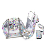 Doershow High Quality African Style Ladies Shoes And Bags Set Latest coffee Italian Shoes And Bag Set For Party Hfg1-2