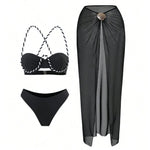 XS - L 3PCS With Skirt Underwired Bikini Female Swimsuit Women Swimwear Bather Bathing Suit Swim Three-pieces Bikini set K8045
