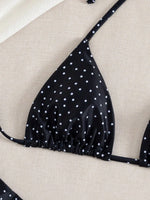 Sexy Black Polka Dot Print 3 Piece Bikini Set Women Tie Side Thong Swimsuit Brazilian Push Up Bathing Suit Swimwear Biquini 2026