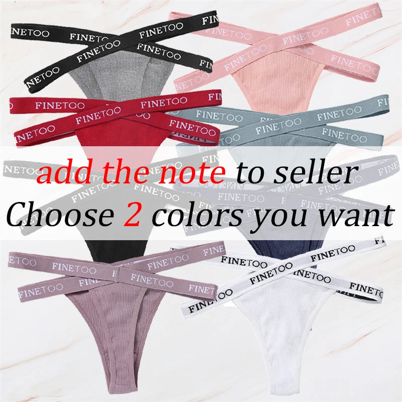 2Pcs/Set Women Thongs Panties Female Letter Belt Underwear Ladies Cotton Cross Strap Bikini M-XL G-String Girl Intimate Lingerie