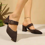 Fashion Women Buckle Strap Decor Pointed Toe Slingback Sandals Lady Summer Casual GoingSlippers Party Shoes Sandals