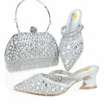 Doershow High Quality African Style Ladies Shoes And Bags Set Latest gold Italian Shoes And Bag Set For Party1-10