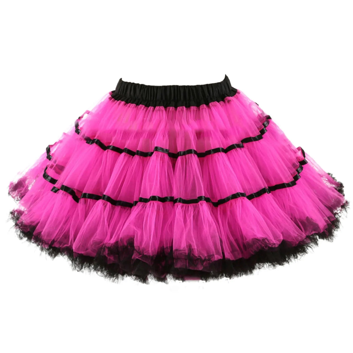 Women's Color Block Ruffled Tulle Skirts Multiple Layers Elastic High Waisted Tutu Skirt Fluffy Halloween Carnival Party Skirts