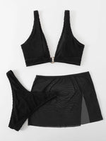 3 Pieces U-ring High Cut Bikini Swimsuit & Split Thigh Beach Skirt Swimwear Women 2026 Bathers Bathing Swimming Suit Female