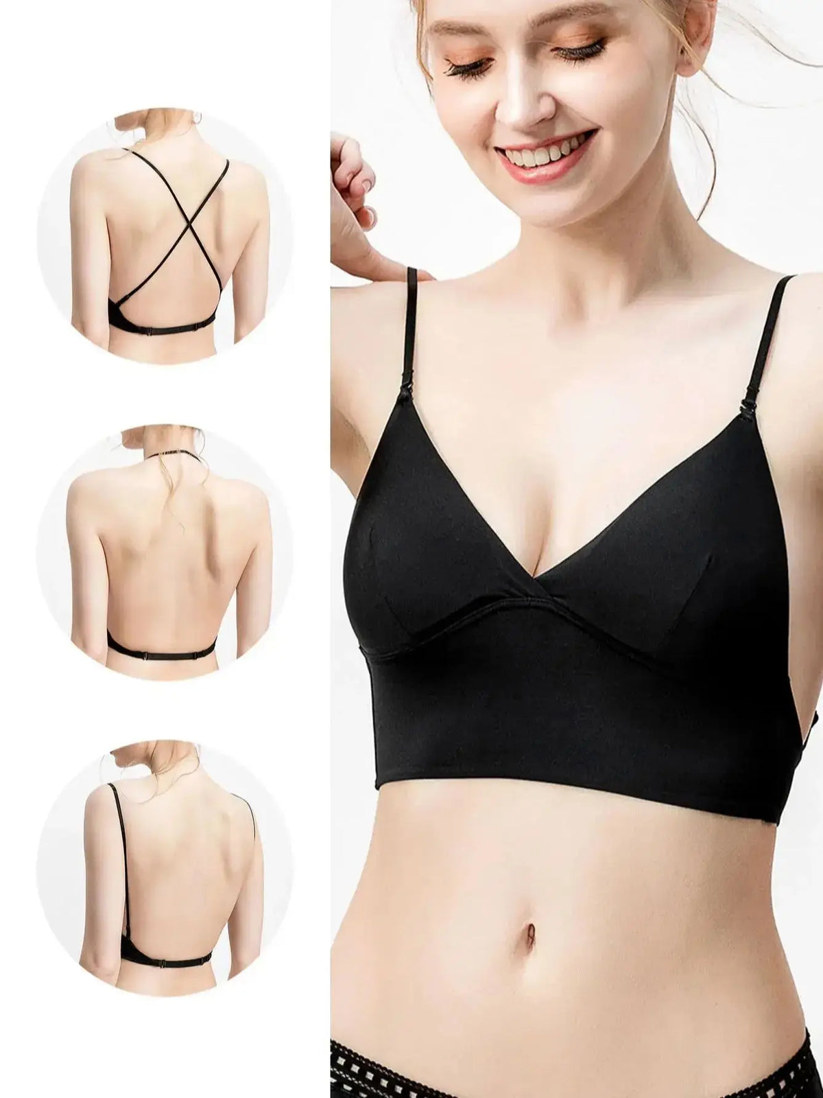 French triangle cup underwear female sense U-shaped invisible bra with large backless neck bra for small breasts