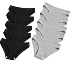 10Pcs/Set Women Cotton Briefs Breathable Panties Low Waist Briefs Sports Solid Soft Skin-Friendly Underwear Daily Wear S-XXL