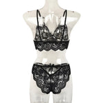 Sexy Elegant Lace Seamless Lingerie Set Women's Hollow Erotic Lingerie Transparent Wirefree Bra Sets Panties