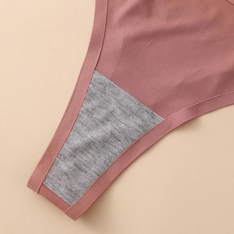 1PC Women Seamless Thongs Ice Silk T-back Solid G-String Breathable Crotch Sexy Lingerie Women's Underwear M-XL Intimates