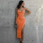 Elegant Sexy Evening Party Dress for Women 2022 New Midi Long Bodycon Slip Dresses Summer Thigh Split Vestidos De Fiesta