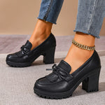 Black Pu Leather High Heel Loafers Women 2026 Autumn Plus Size 42 Slip On Platform Pumps Woman Super High Heels Oxford Shoes
