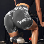 Tie Dye Yoga Shorts Marble Gym Shorts Women Push Up Sports Shorts Women Fitness Tights Breathable High Waist Booty Shorts