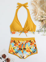 Halter Bikinis 2026 Women Printed Swimsuit Shorts High Waist Swimwear Female Bathers Swimming Bathing Suit Summer Beachwear