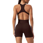 Seamless Yoga Jumpsuit Sleeveless Shorts One Piece Yoga Suit Sexy Cutout Backless Top Women Playsuit Gym Summer Workout Clothes