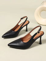 Elegant Women Sandals Pointed Toe 8cm Thin High Heels Sandals Back Buckle Strap Soft Single Party Dress Shoes Big Size 34-45 New