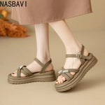 Fashionable/Elegant Rhinestone Fish Mouth Beach Sandals for Women Summer New Comfortable Platform Thick Bottom Gladiator Sandals