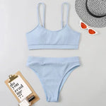 Sexy Solid Yellow High Waist Bikini 2024 Mujer Women's Swimsuit Separate Beach Wear Bathing Suit Bandeau Swimwear Biquini New