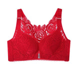 Women's Rose Floral Lace Bra Wireless Bralettes No Underwire Comfort Push Up Lingerie Sexy Ladies Underwear Plus Size 44e