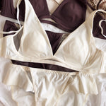 French Sexy Deep V Push Up Bra Set Women Ultra Thin Seamless Underwear High Quality Comfort Bralette Hollow Intimates Lingerie