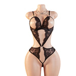 Teddy Transparent Lace Lingerie Deep V Open Bra Lingerie Women Erotic Exposed Breast Hot Dress Babydoll Open Croth Bodysuit Set