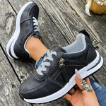 Casual Lace-Up Platform Sneakers for Women Autumn 2025 Solid Plus Size Shoes Woman Non-Slip Zip Female Sports Shoes