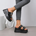 Women Sandals Metal Buckle Platform Sandals WomenSummer Woman Plus Size High Heeled