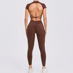 Women's Yoga Sets 2 Piece High Waist Hip Lift Leggings with Cross Back Sports Bra Seamless Workout Clothes Fitness Gym Wear Set
