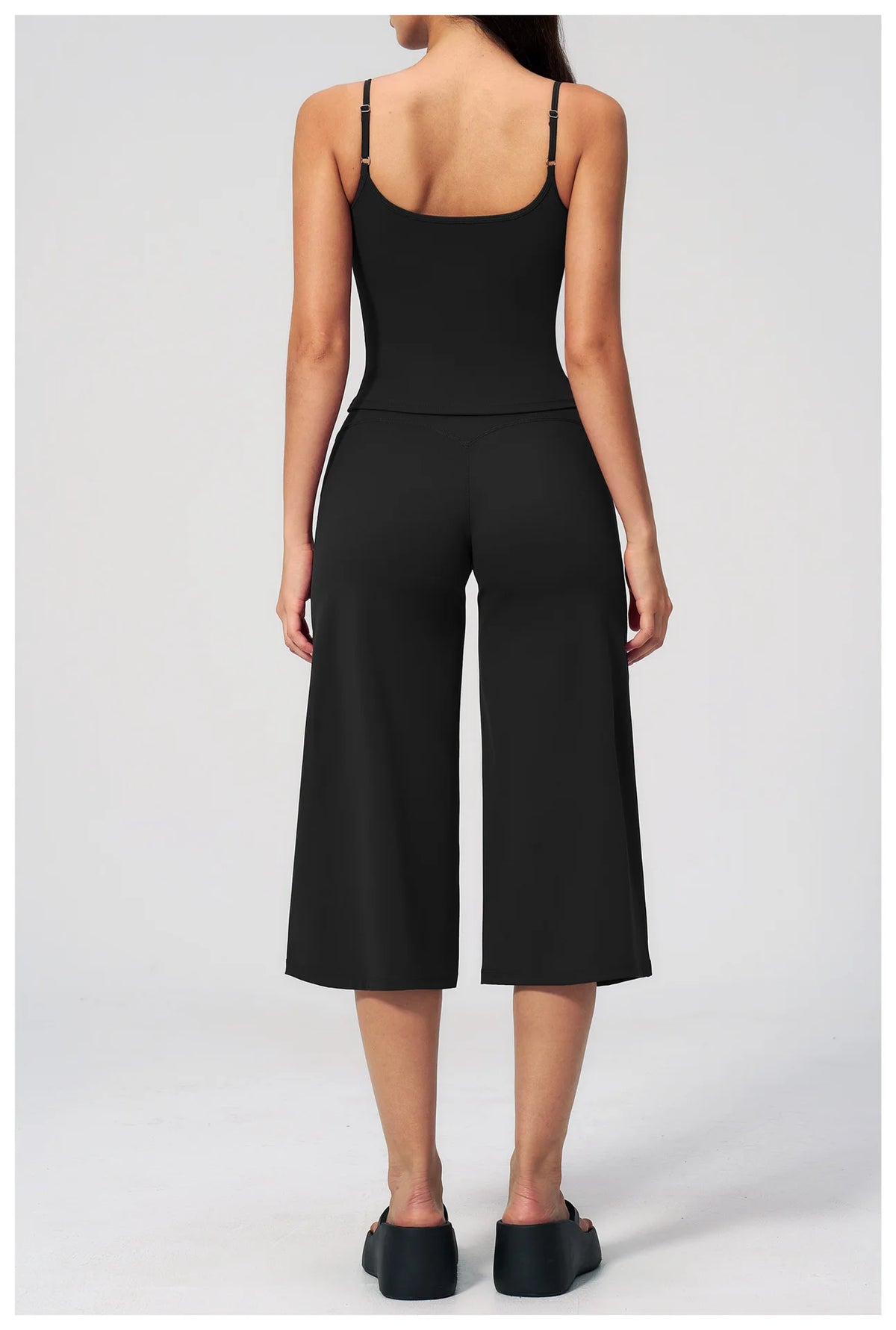 Gym Workout Yoga Sets Women Square Neck Slimming Sports Tank Top Fitness Gym Suit Outdoor High Waist Flare Pants Two-piece Set