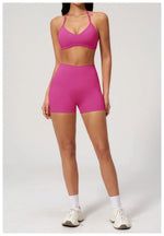 New Tight Yoga Set Women Breathable Quick Drying Sports Bra High Waist Shorts Fitness Suit Outwear Leisure Workout Gym Tracksuit