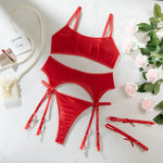 Women Transparent Bra Set Hot Erotic Sexy Costumes Solid Color Underwear Seamless Bra Thong Garters Sexy Lingerie Sets