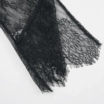 Woman Clothing 2026 O-neck Hollow Out High Slit Long Maxi Lace Dress Black Streetwear Ladies See-through Black T-shirt Dresses