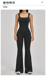 Slimming Yoga Jumpsuits Women Hollow Out Ruffles Backless Sportswear Fitness Back Hip-Lifting Leggings One-Piece Gym Bodysuits