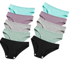 10Pcs/Set Women Cotton Briefs Breathable Panties Low Waist Briefs Sports Solid Soft Skin-Friendly Underwear Daily Wear S-XXL
