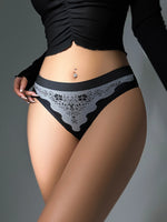 Women Low Waist Bikini Panties Retro Floral Print Wavy Edge Breathable Briefs Sexy Ladies Underwear Lingerie Z412
