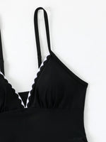 2026 Strappy Swimsuit One Piece Drawstring V-neck Swimwear Women Sexy Black Bathers Bathing Swimming Swim Suit Female Beachwear