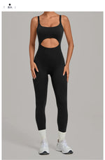 Summer Sports Overalls Women Gym High Stretch Back Zipper Yoga Jumpsuit Tight Hollow Out Slim Hip Lifting One Piece Bodysuit