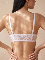 Women Floral Lace Bra Front Closure Wire‑free Thin Triangle Cup Comfort Everyday Sexy Lingerie