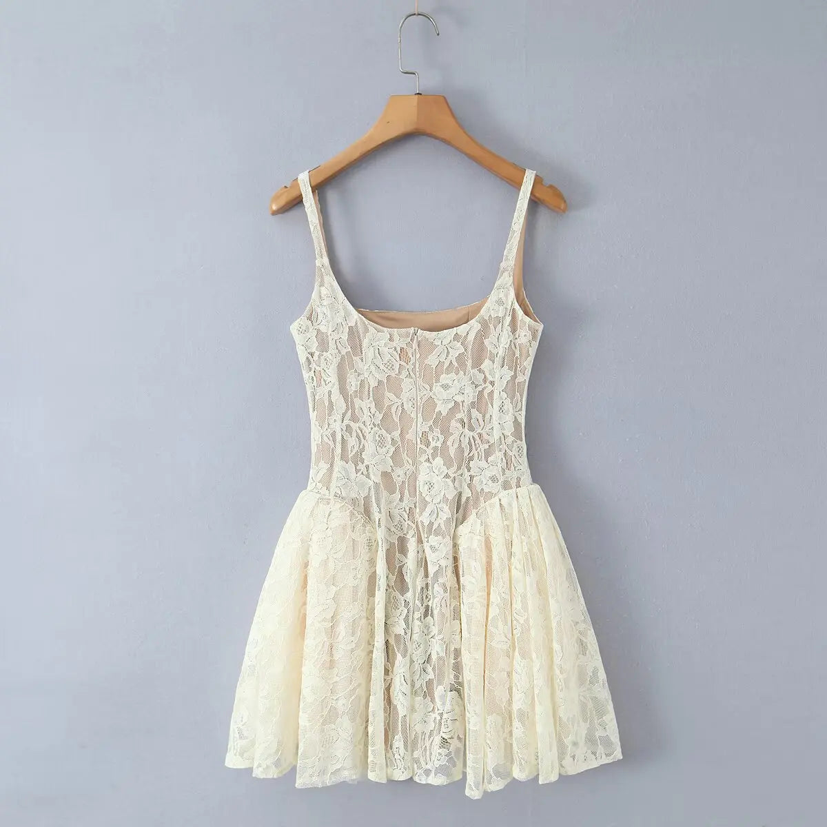 Women's Fashion Casual Sleeveless Lace Trimmed Dress Backless Deep V Suspenders Sleeveless Dress For Woman Charming Elegant D884