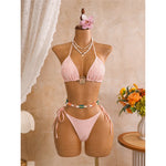 New Leaves Printed Halter Bikini Suit Female Swimsuit Women Swimwear Bather Bathing Suit Swim Three-Pieces Bikini Set