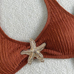 Solid Green Swimwears Metal Starfish Sexy Halter Bikinis Sets Swimsuit Woman 2026 Bathing Swimming Suit Brazilian Bikini Mujer