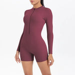 Women's Yoga Jumpsuits Sports Fitness Backless Half Zipper Peach Hip-Lifting Naked Feel Gym Running Workout One-Piece Bodysuits