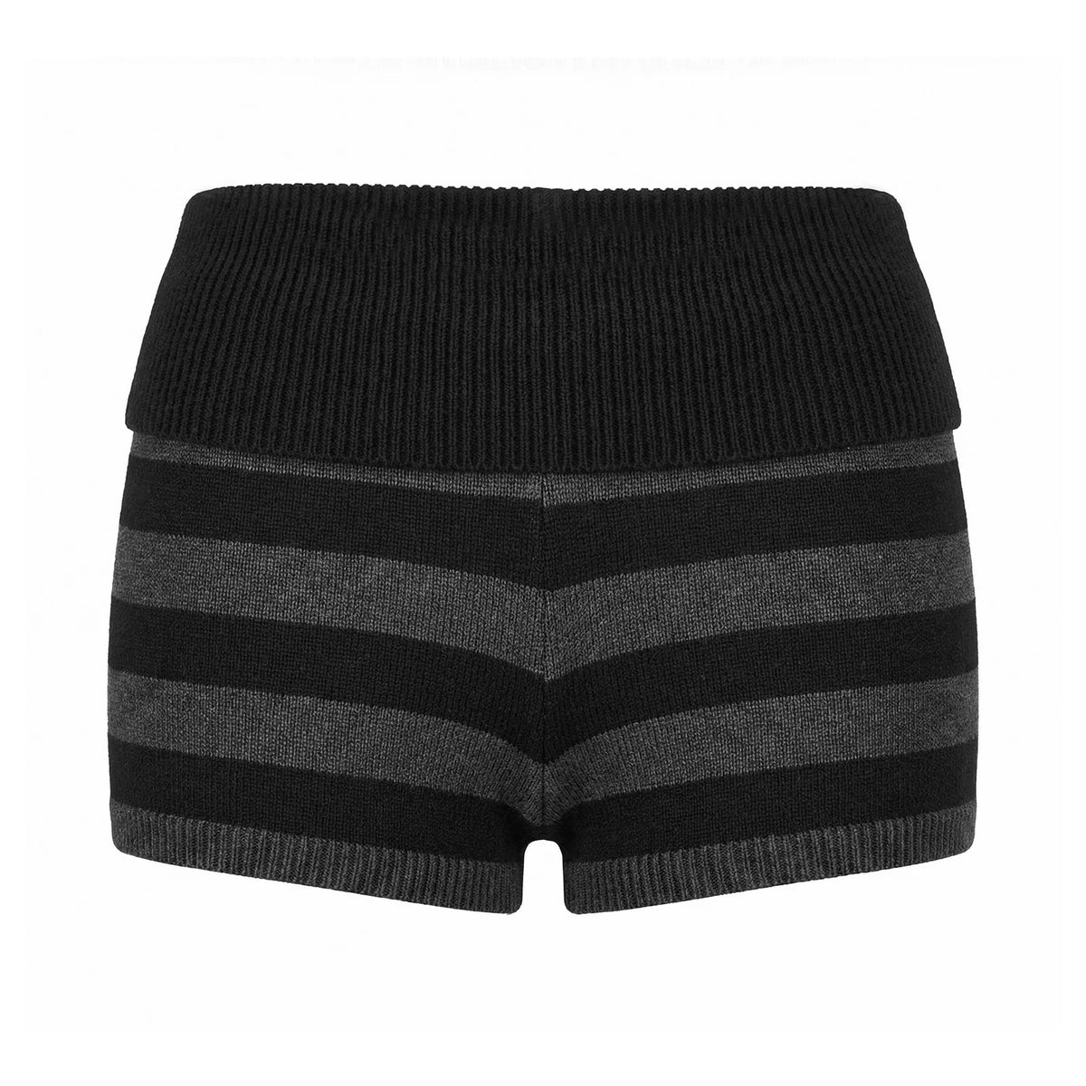 Summer Women's Trendy Shorts Foldover Waistband Striped Knit Shorts Beach Casual Streetwear