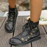New 2026 Women's Casual Cool Boots Spring Summer Hollow Breathable Soft-soled Comfortable Flat-bottomed Short Boots