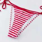 2026 New Womens Stripe Bikini Sets Halter Bra Tops with Tie-up Thong 2 Pcs Set Swimsuits Stylish Sexy Beach Pool Bathing Suit