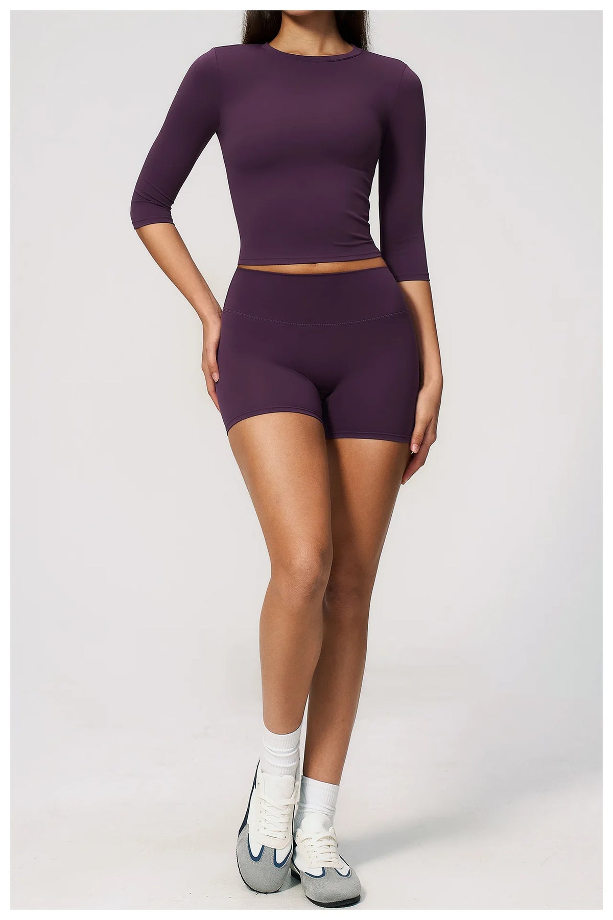 Yoga Sets Women Half Sleeve O Neck Slim Sports T Shirts High Waist Short Fitness Suit Outdoor Gym Running Workout Tracksuit
